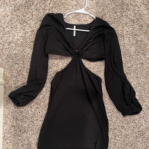 Elegant Black Cut-Out Dress